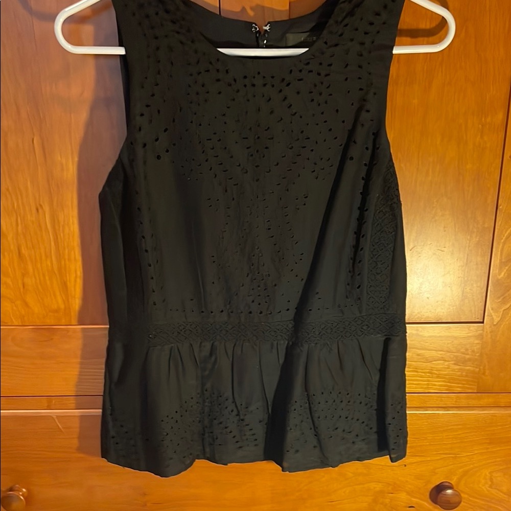 J. Crew Black Eyelet Peplum Tank Top